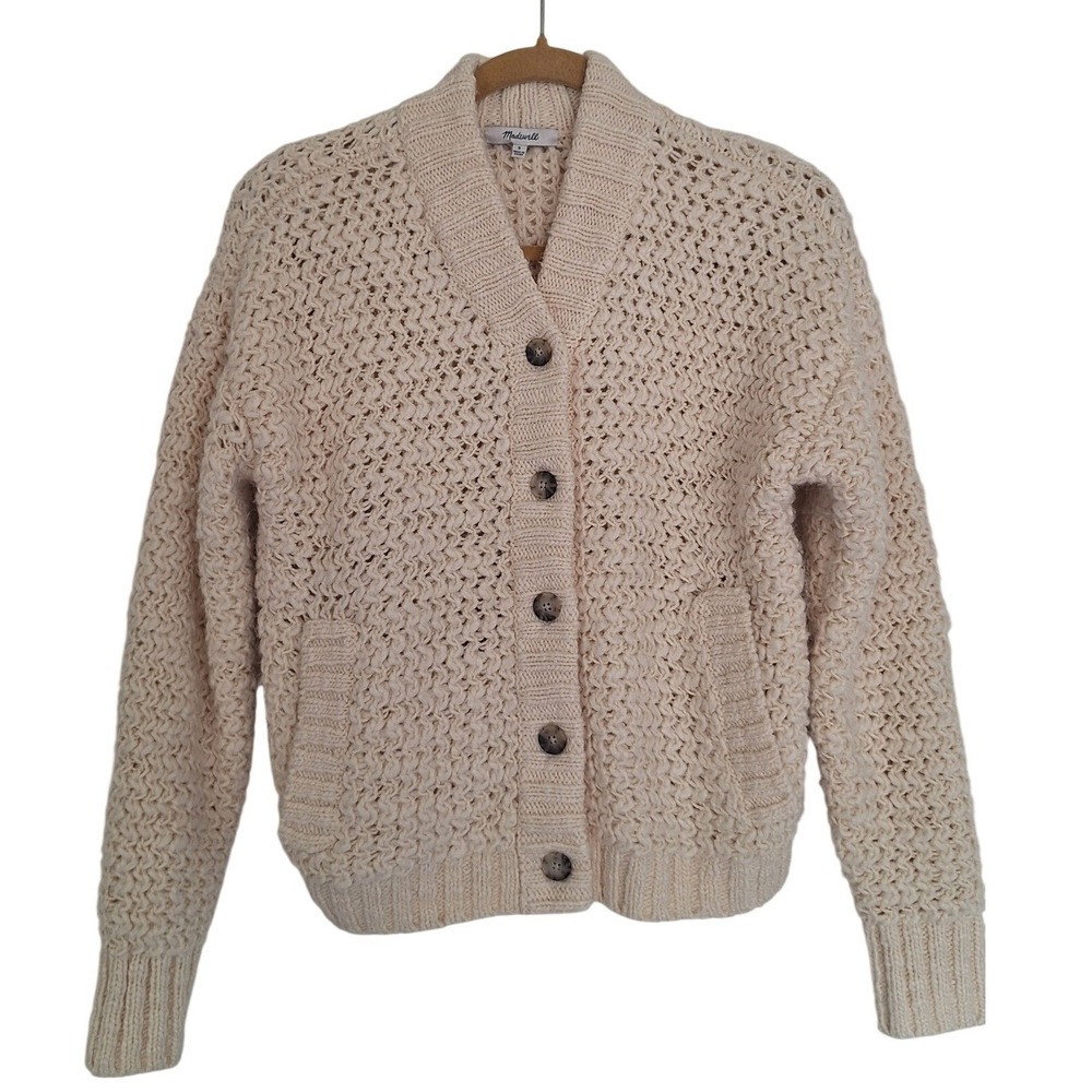 Madewell Surrey MIA Bobble Cardigan Textured Heavy Knit size S